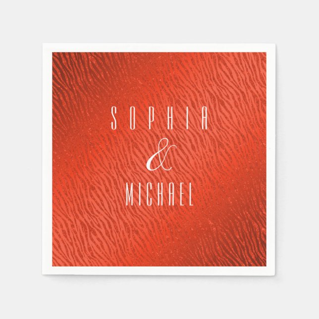 Servilleta De Papel Glam Purpurina rojo de impresión animal personaliz (Anverso)