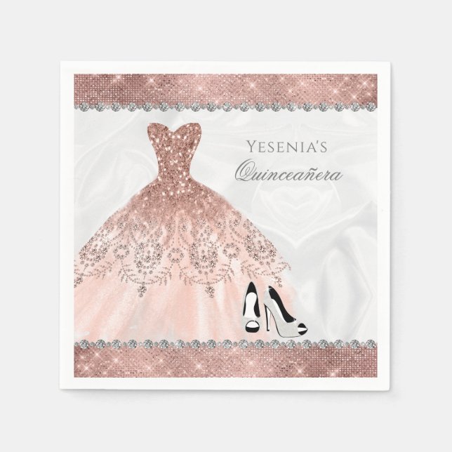 Servilleta De Papel Glam Quinceanera (Anverso)