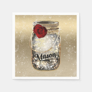 Servilleta De Papel Glam Red Rose Mason Jar