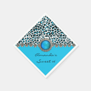 Servilleta De Papel Glam Snow Leopard Sweet 16 Personalizados Napkins