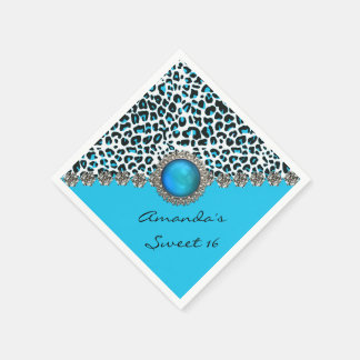 Servilleta De Papel Glam Snow Leopard Sweet 16 Personalizados Napkins 