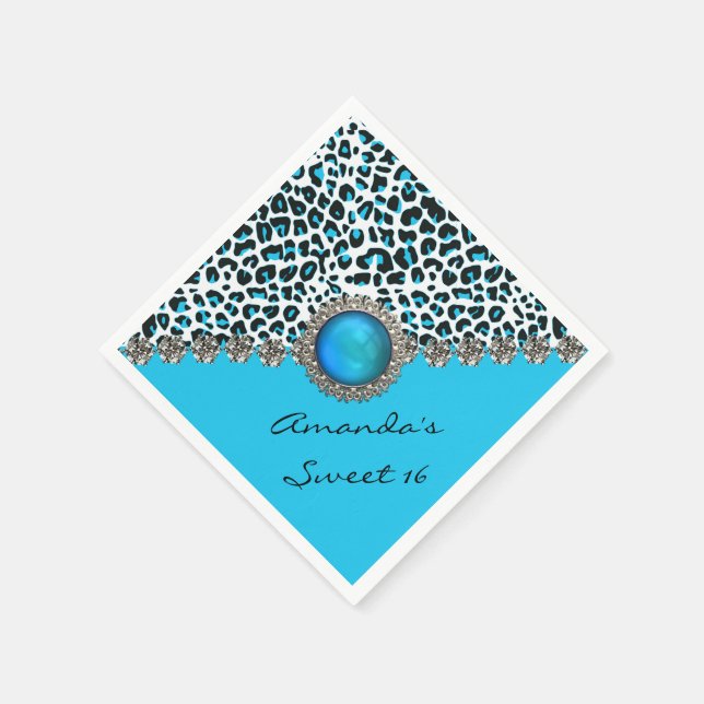 Servilleta De Papel Glam Snow Leopard Sweet 16 Personalizados Napkins  (Borde)