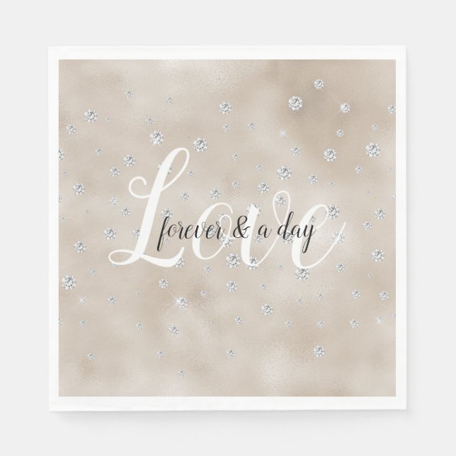 Servilleta De Papel Glam sparkle diamante champán brillo negro (Anverso)