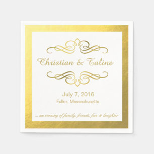 Servilleta De Papel Glam Swirly Flourier Boda de esquema de oro