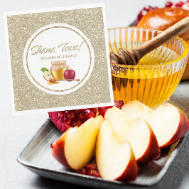 Servilleta De Papel Glam White and Gold Hebreo Judío Rosh Hashanah