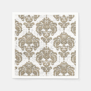 Servilleta De Papel Glamor Rústico Damask Real Burlap Chic Moderno