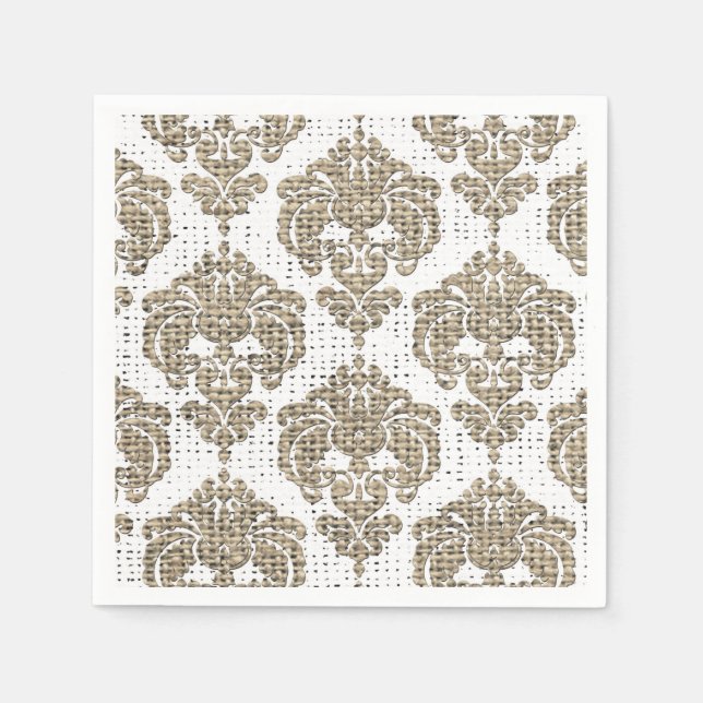 Servilleta De Papel Glamor Rústico Estilo Damaskino Real Burlap Modern (Anverso)