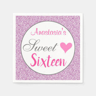Servilleta De Papel Glamorosa Rosa Lila Purpura Brillo Dulces Dieciséi