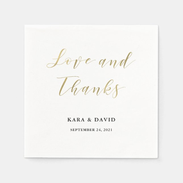 Servilleta De Papel Glamoroso Boda Faux Gold Classic (Anverso)