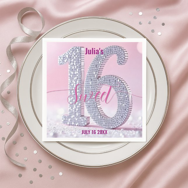 Servilleta De Papel Glamoroso Chic Elegante Cumpleaños Dieciséis con C (Subido por el creador)