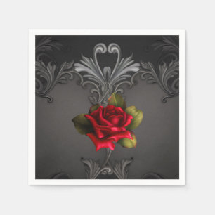 Servilleta De Papel Glamour Gótico Rosa Roja Negra Ornamental Glam