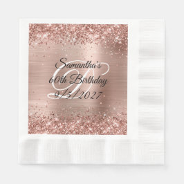 Servilleta De Papel Glitter de falso oro rosa y lámina para 60 cumplea