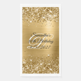 Servilleta De Papel Glitter de Oro Falso y Holográfico para Cumpleaños