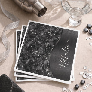 Servilleta De Papel Glitter negro metálico personalizado