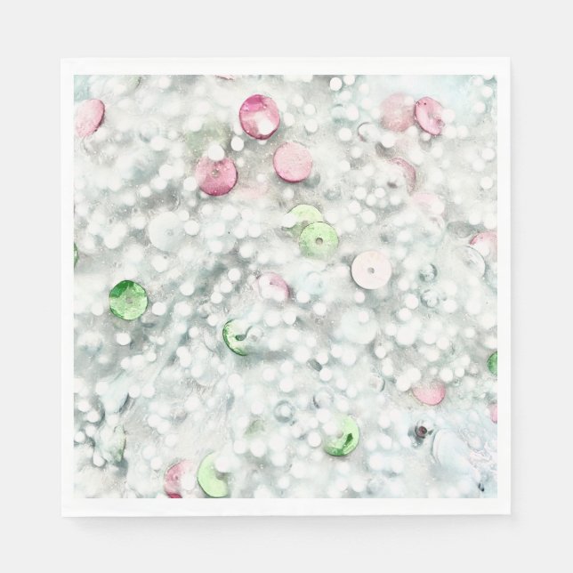 Servilleta De Papel Glitter Slime Paper Napkins White (Anverso)