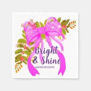 Servilleta De Papel Glittering Pink Ribbon Navidades