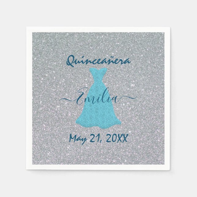 Servilleta De Papel Glittering Quinceanera (Anverso)