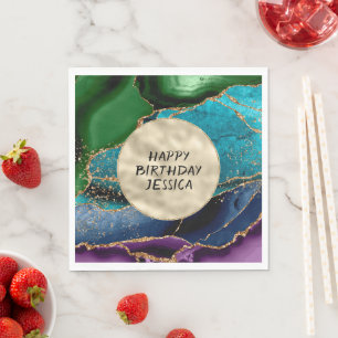 Servilleta De Papel Glitz verde de oro morado