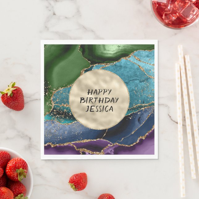 Servilleta De Papel Glitz verde de oro morado (In situ)