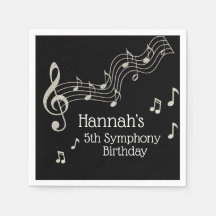 Glitzy Black & White Musical Notes Birday