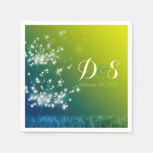 Servilleta De Papel Glitzy Dandelions Magic Boda (Anverso)