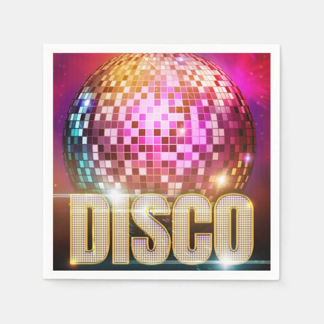 Servilleta De Papel Glitzy Disco Ball de los 70| Retro Disco Dance Fie (Anverso)