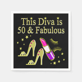 SERVILLETA DE PAPEL GLITZY GOLD 50TH BIRTHDAY DIVA DISEÑN