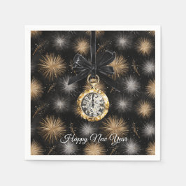 Servilleta De Papel Glitzy Gold Silver Fireworks New Year's Midnight