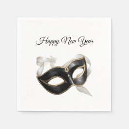 Servilleta De Papel Glitzy Gold Silver New Year Black Mask