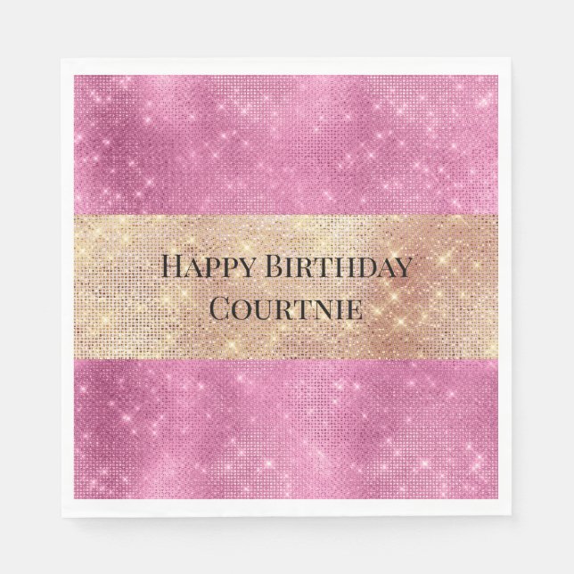 Servilleta De Papel Glitzy Sparkle de oro rosado (Anverso)