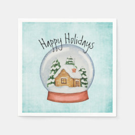 Servilleta De Papel Globe de nieve navideño de la cabaña de Woodland