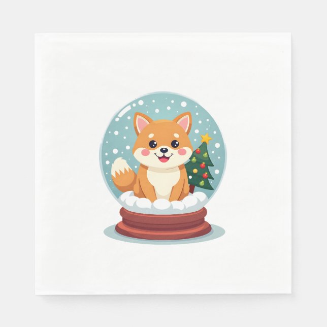 Servilleta De Papel Globe Shiba Snow (Anverso)