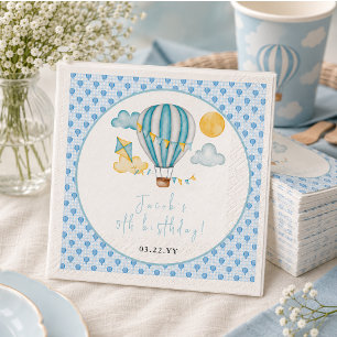 Servilleta De Papel Globo aerostático de acuarela Cumpleaños infantil 
