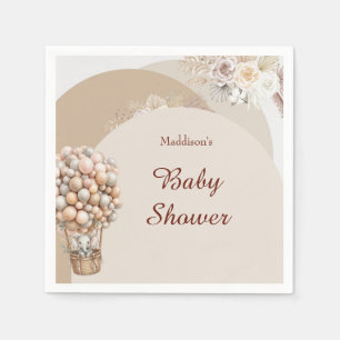 Servilleta De Papel Globo aerostático de elefante boho neutral para ba