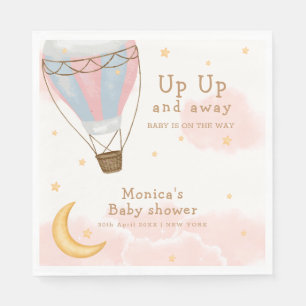 Servilleta De Papel Globo aerostático rosa niña luna estrella baby sho