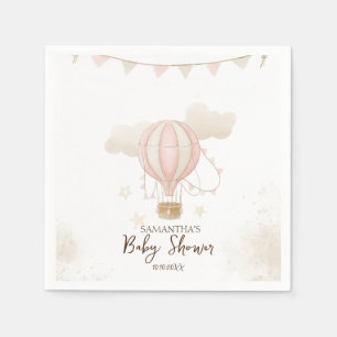 Servilleta De Papel Globo aerostático rosa Nubes Shower de bebé