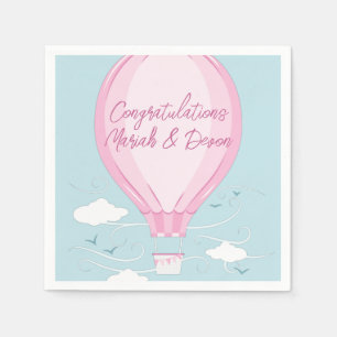 Servilleta De Papel Globo de aire caliente Baby Shower Pink