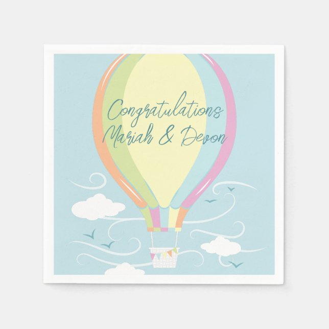 Servilleta De Papel Globo de aire caliente Baby Shower Rainbow (Anverso)