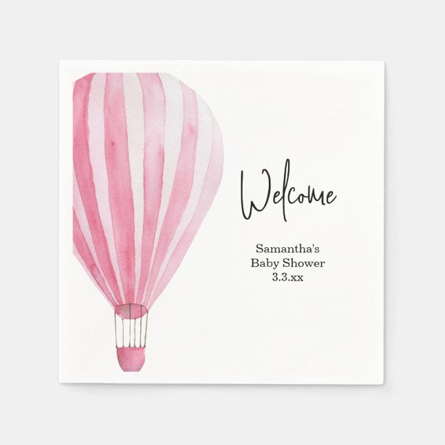 Servilleta De Papel Globo de aire caliente bienvenida bebé (Anverso)
