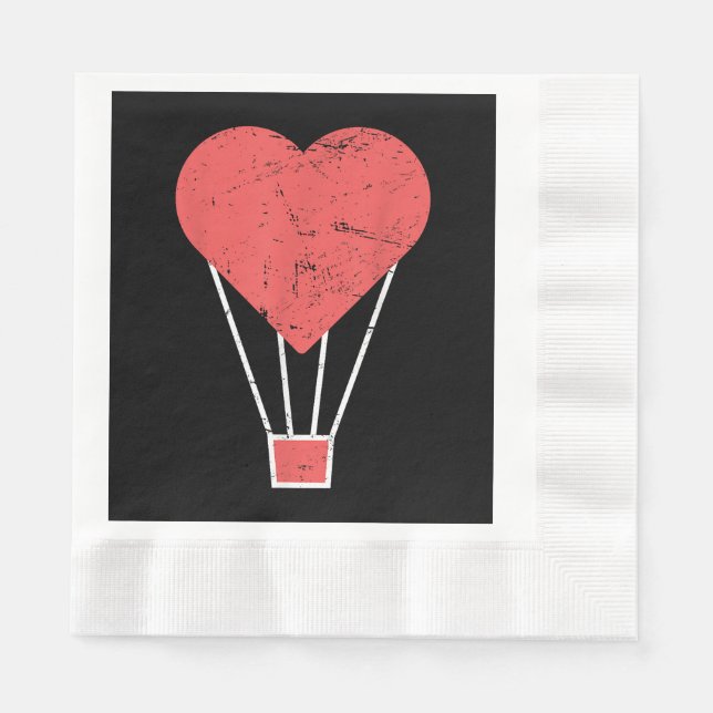 Servilleta De Papel Globo de aire caliente Heart Cute (Anverso)