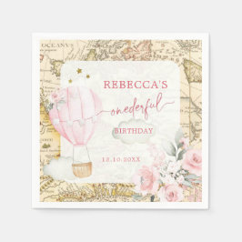 Servilleta De Papel Globo de aire rosado no es ella un cumpleaños mara