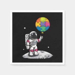 Servilleta De Papel Globo de astronauta autista Conciencia del autismo
