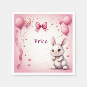 Servilleta De Papel Globo de cumpleaños de conejito rosa 🐰