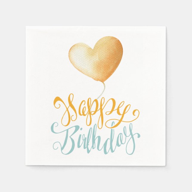 Servilleta De Papel Globo de cumpleaños feliz (Anverso)