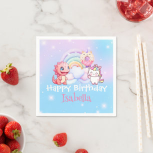Servilleta De Papel Globo de donut arcoiris unicornio lindo cumpleaños