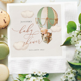 Servilleta De Papel Globo de oso verde Baby Shower género neutro