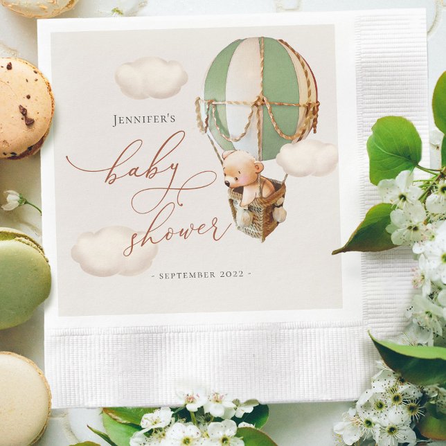 Servilleta De Papel Globo de oso verde Baby Shower género neutro (Subido por el creador)