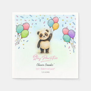 Servilleta De Papel Globo de Panda Adorable Fiesta de Cumpleaños 1er