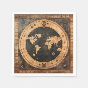 Servilleta De Papel Globo del Mapa Mundial de Vintage Rústico (4)