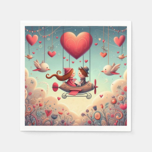 Servilleta De Papel Globo El día de San Valentín caprichoso (Anverso)